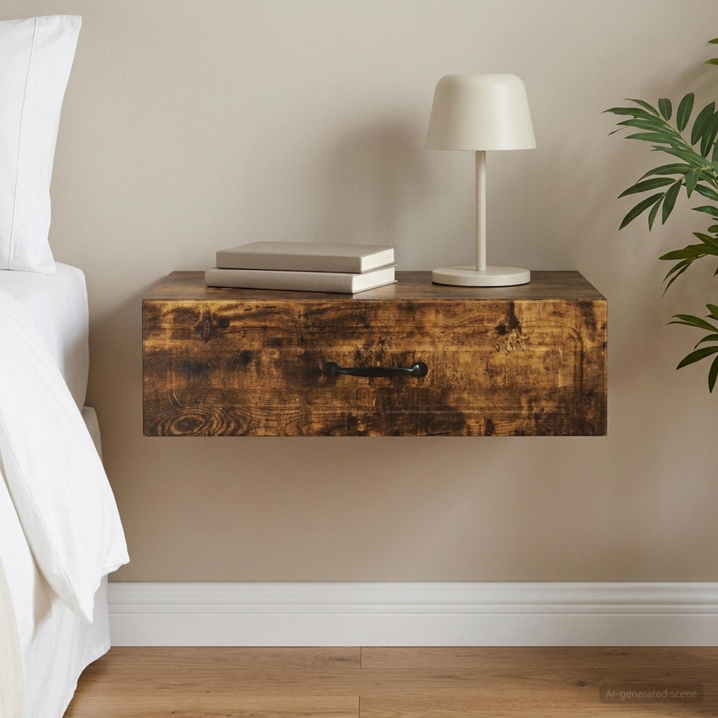 Wall-Mounted Side Table Smoked Oak 59 x 34.5 x 17 cm