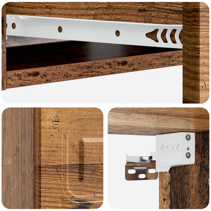 Wall-Mounted Side Table Wall-mounted Old Wood 59 x 34.5 x 17 cm