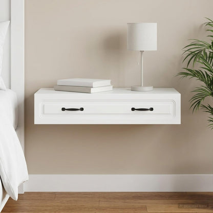 Wall-Mounted Side Table Wall-mounted White 87.5 x 34.5 x 17 cm
