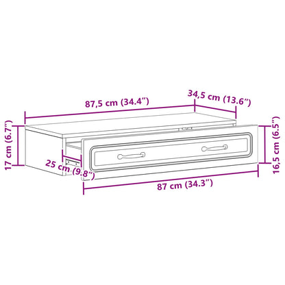 Wall-Mounted Side Table Wall-mounted White 87.5 x 34.5 x 17 cm