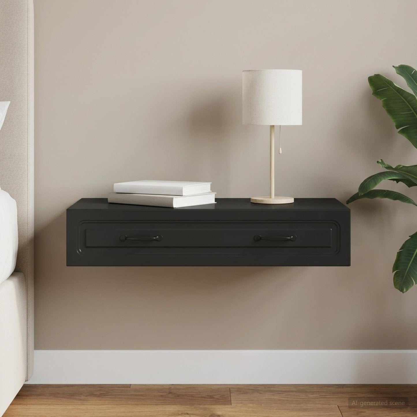 Wall-Mounted Side Table Wall-mounted Black 87.5 x 34.5 x 17 cm
