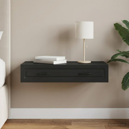Wall-Mounted Side Table Wall-mounted Black 87.5 x 34.5 x 17 cm
