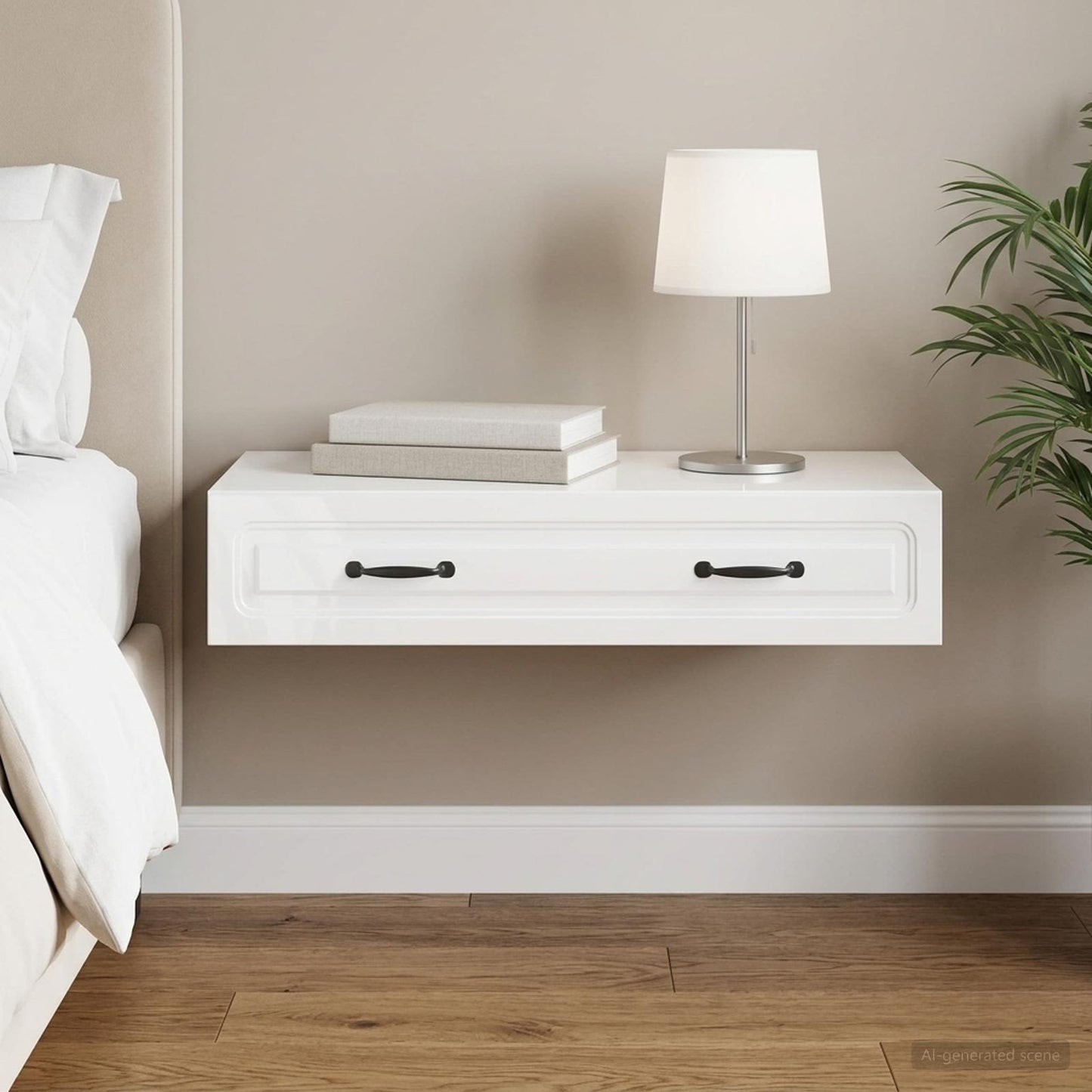 Wall-Mounted Side Table High Gloss White 87.5 x 34.5 x 17 cm