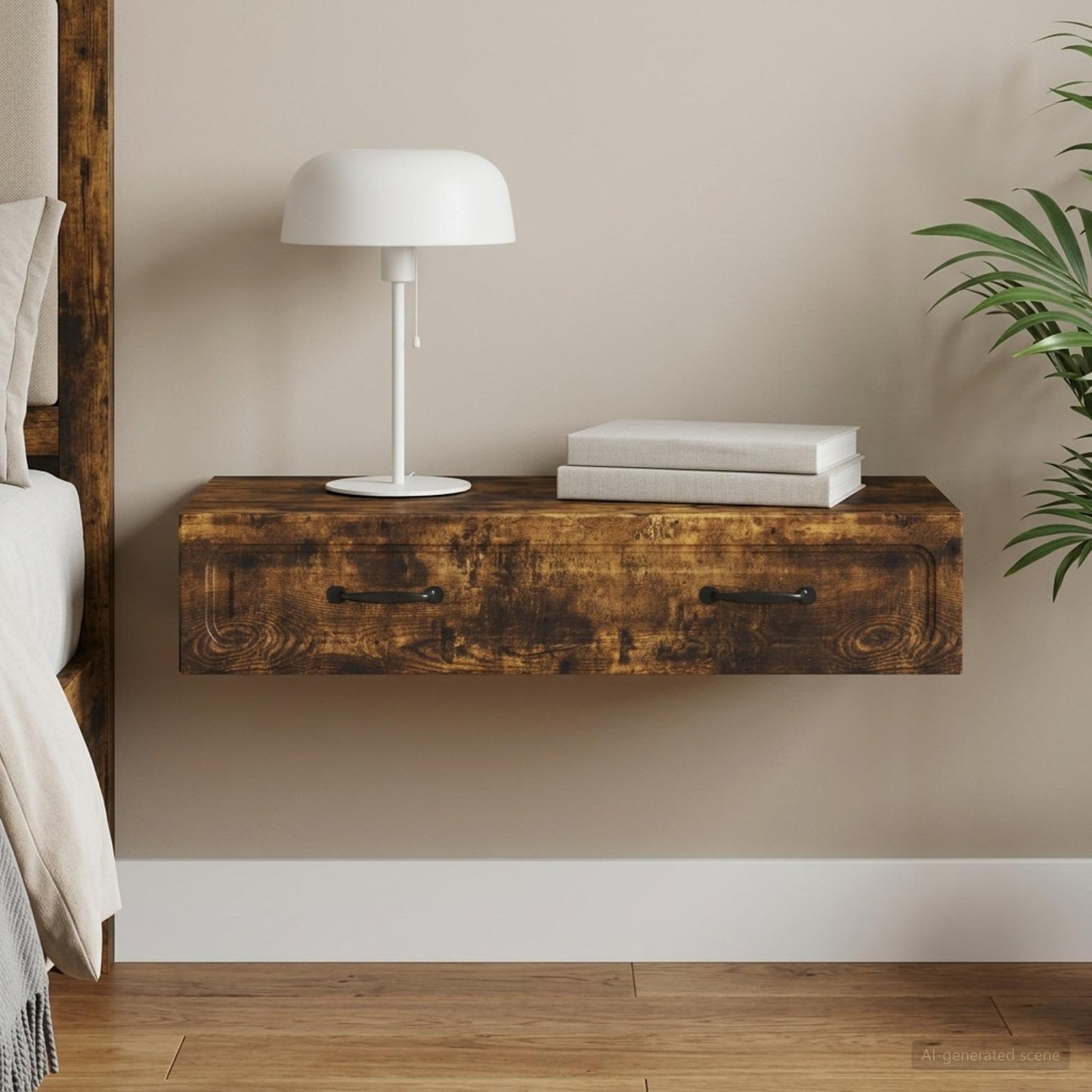 Wall-Mounted Side Table Smoked Oak 87.5 x 34.5 x 17 cm