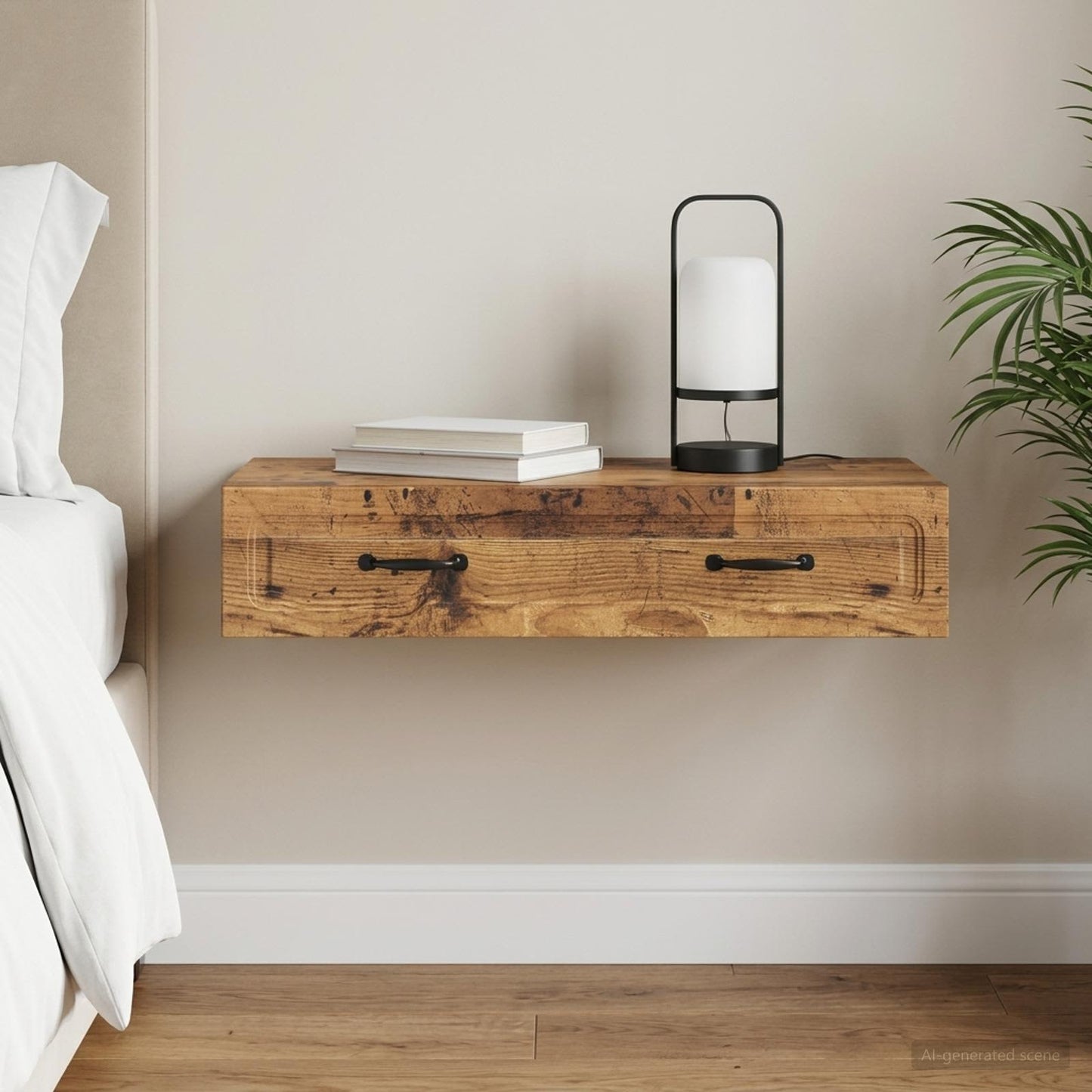 Wall-Mounted Side Table Old Wood 87.5 x 34.5 x 17 cm
