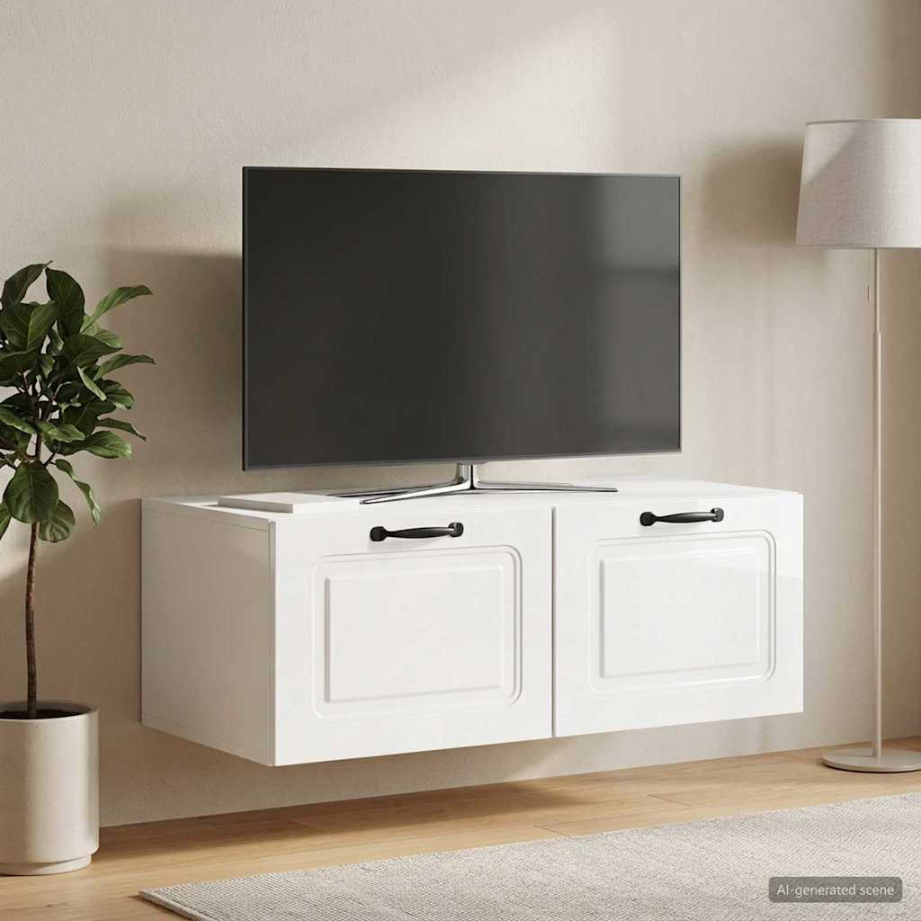 Wall-Mounted TV Cabinet High Gloss White 78.5 x 41 x 30 cm