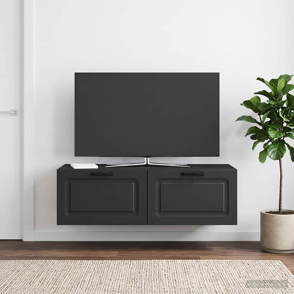 Wall-Mounted TV Cabinet Black 98 x 41 x 30 cm Engineered Wood