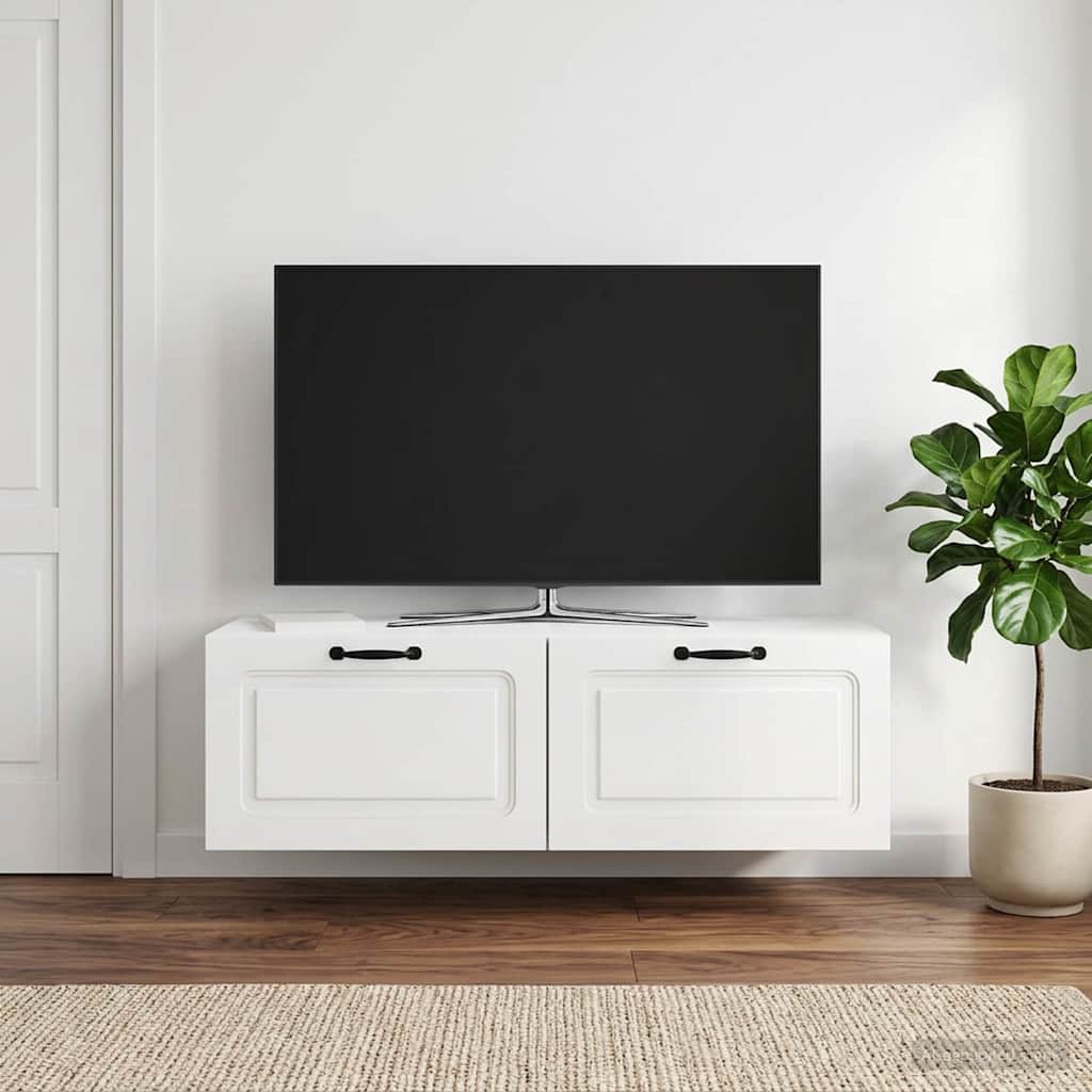 Wall-Mounted TV Cabinet High Gloss White 98 x 41 x 30 cm