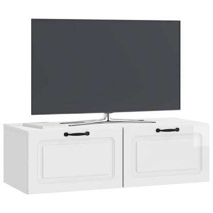 Wall-Mounted TV Cabinet High Gloss White 98 x 41 x 30 cm
