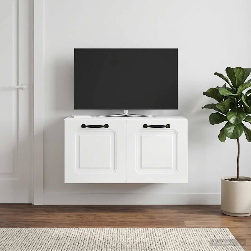 Wall-Mounted TV Cabinet High Gloss White 59.5 x 31 x 30 cm