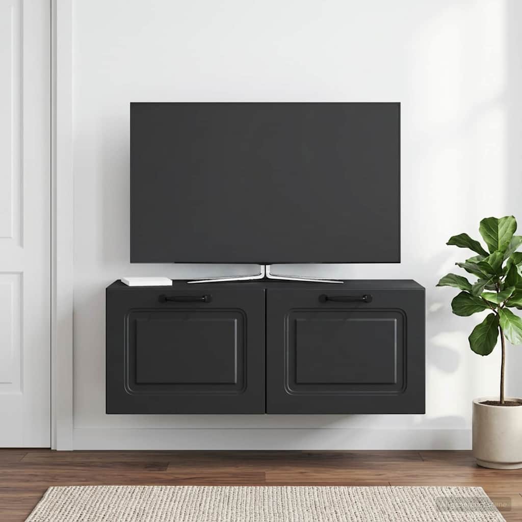 Wall-Mounted TV Cabinet Black 78.5 x 31 x 30 cm Engineered Wood