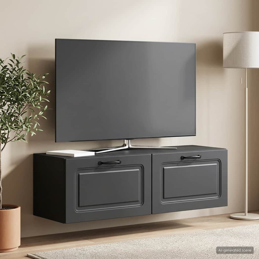 Wall-Mounted TV Cabinet Black 98 x 31 x 30 cm Engineered Wood