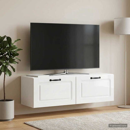 Wall-Mounted TV Cabinet High Gloss White 98 x 31 x 30 cm