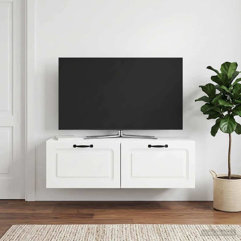 Wall-Mounted TV Cabinet High Gloss White 98 x 31 x 30 cm