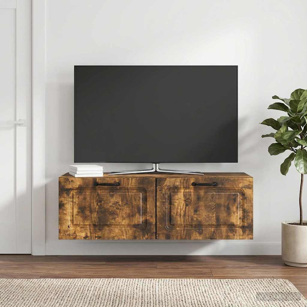 Wall-Mounted TV Cabinet Wall-mounted Smoked Oak 98 x 31 x 30 cm