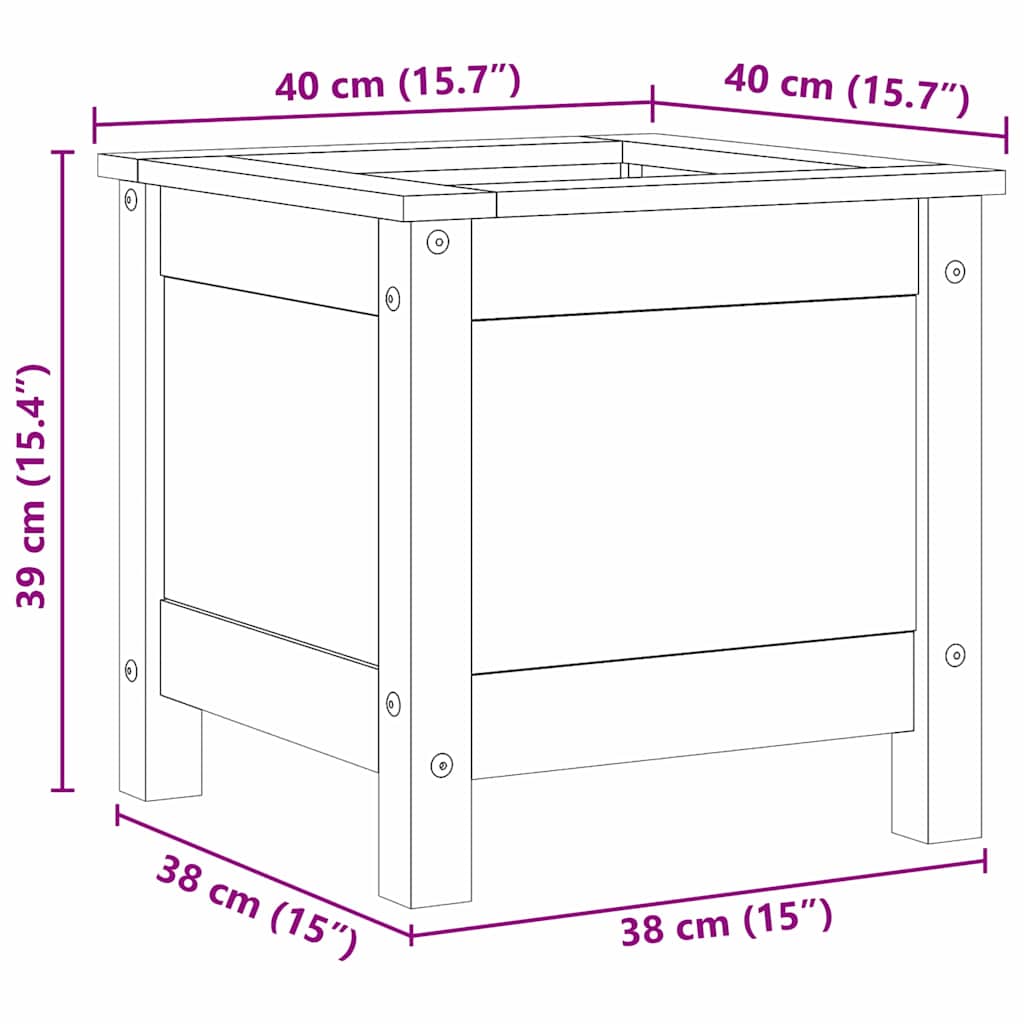 Garden Planter Wax Brown 40 x 40 x 39 cm Solid Pine Wood