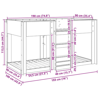 Bunk Bed for Kids Grey Sonoma 90 x 190 cm Engineered Wood