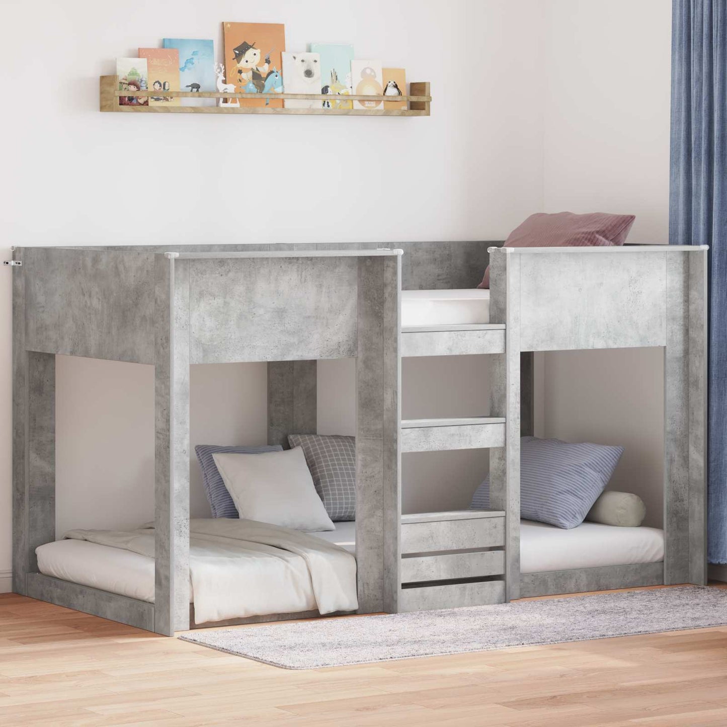 Bunk Bed for Kids Concrete Grey 90 x 200 cm Engineered Wood
