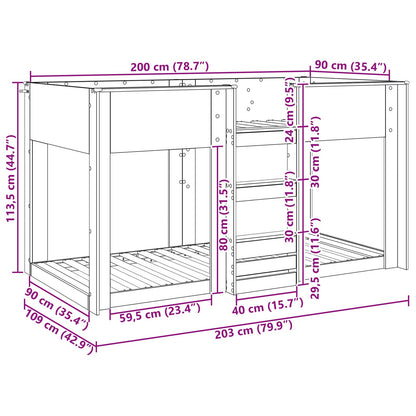 Bunk Bed for Kids Old Wood 90 x 200 cm Engineered Wood