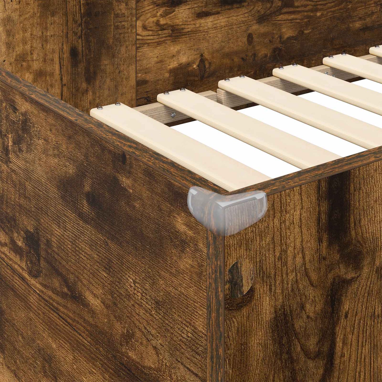 Loft Bed Frame with Desk Smoked Oak 75 x 190 cm Engineered Wood