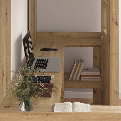 Loft Bed Frame with Desk with Shelf Artisan Oak 75 x 190 cm