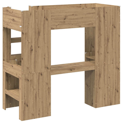Loft Bed Frame with Desk with Shelf Artisan Oak 75 x 190 cm