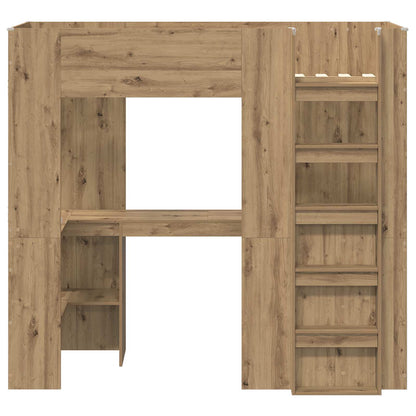 Loft Bed Frame with Desk with Shelf Artisan Oak 75 x 190 cm