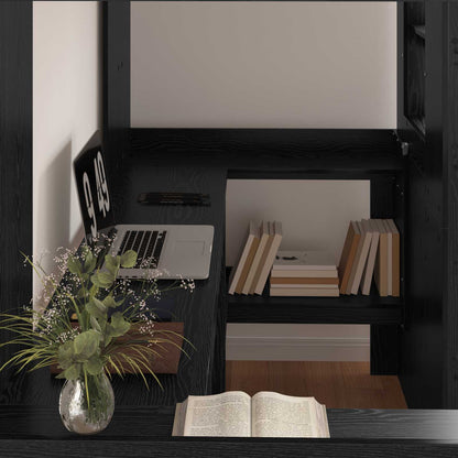 Loft Bed Frame with Desk Black Oak 90 x 190 cm Engineered Wood