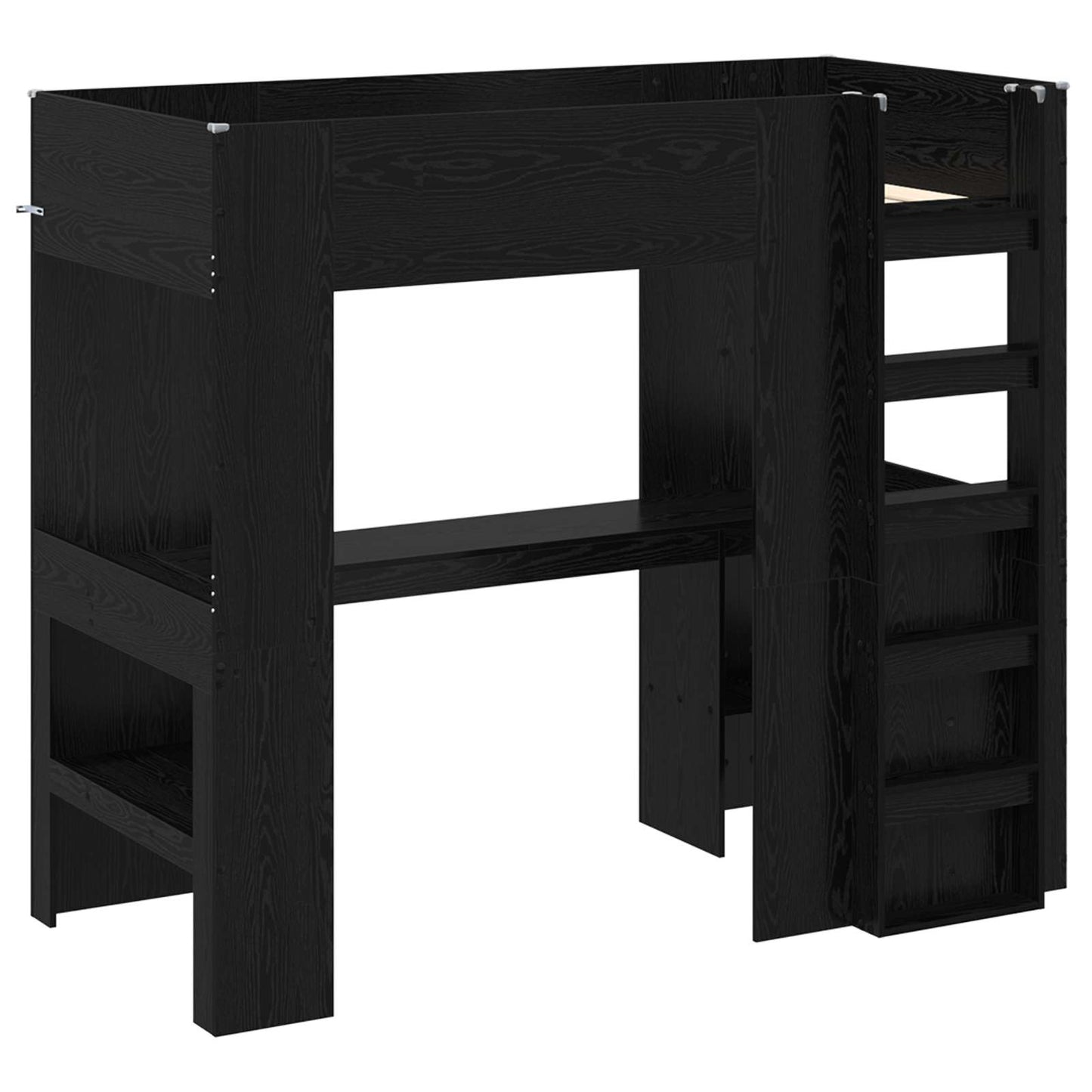 Loft Bed Frame with Desk Black Oak 90 x 190 cm Engineered Wood