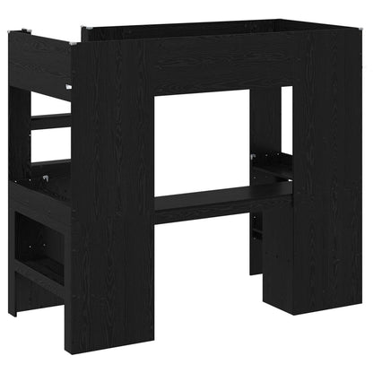 Loft Bed Frame with Desk Black Oak 90 x 190 cm Engineered Wood