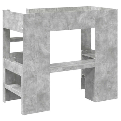 Loft Bed Frame with Desk with Storage Concrete Grey 90 x 190 cm