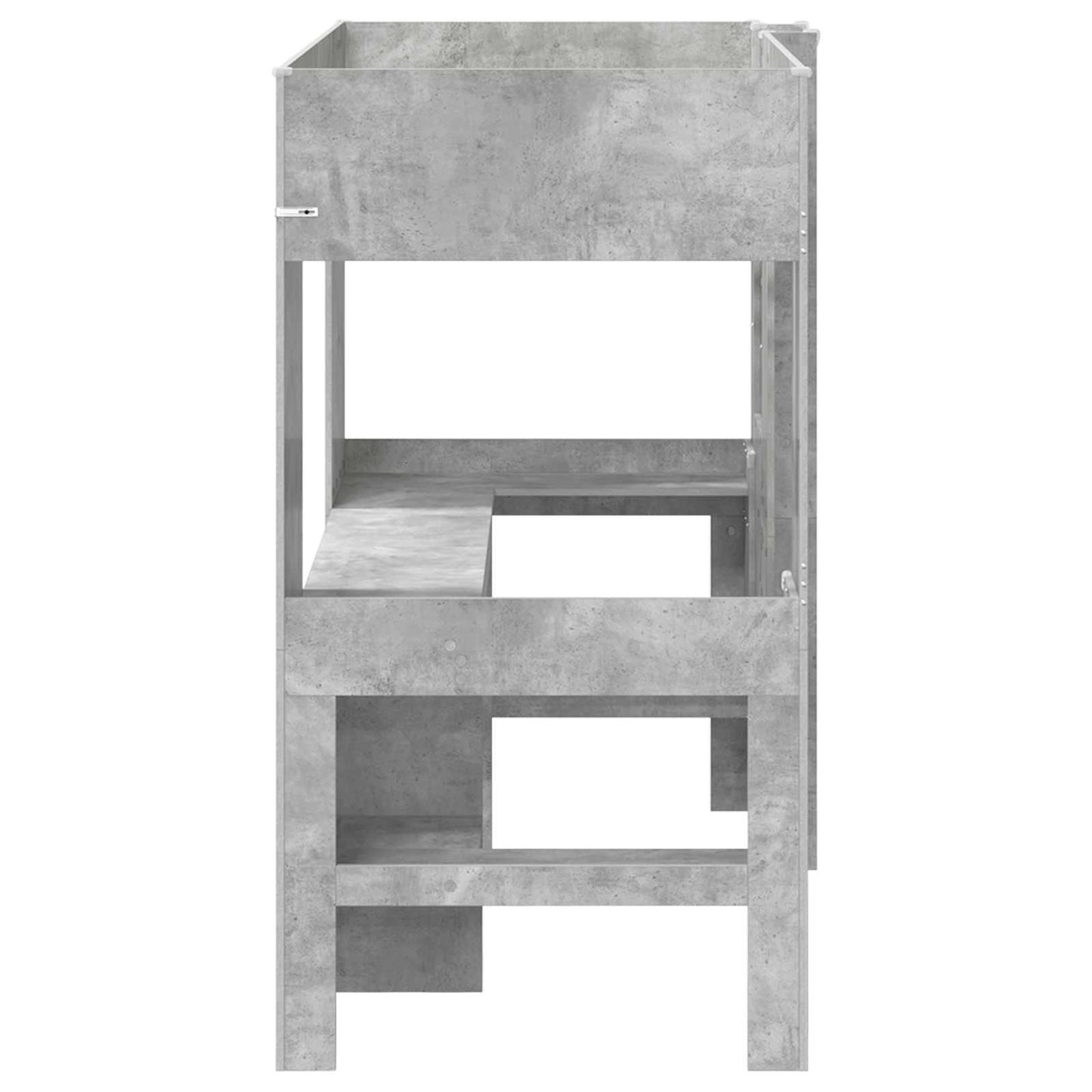 Loft Bed Frame with Desk with Storage Concrete Grey 90 x 190 cm