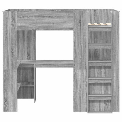 Loft Bed Frame with Desk with Storage Grey Sonoma 90 x 190 cm