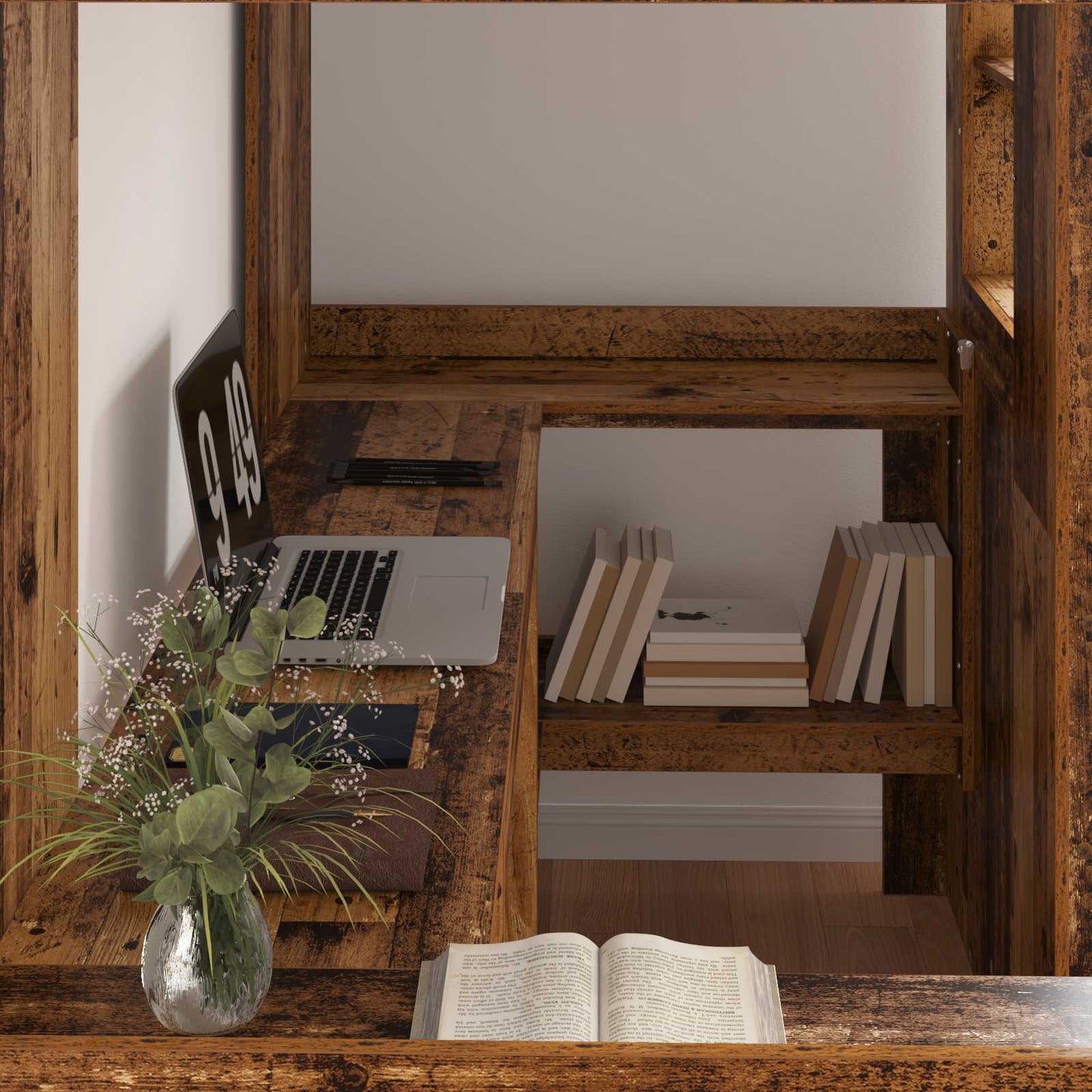 Loft Bed Frame with Desk Old Wood 90 x 190 cm Engineered Wood