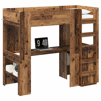 Loft Bed Frame with Desk Old Wood 90 x 190 cm Engineered Wood