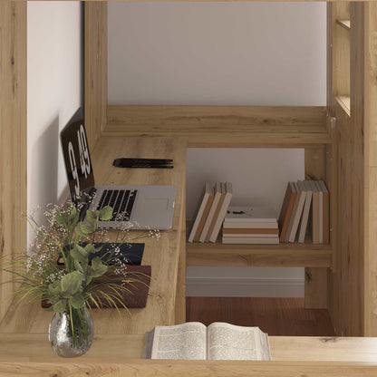 Loft Bed Frame with Desk with Shelf Artisan Oak 90 x 190 cm