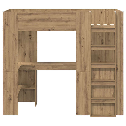 Loft Bed Frame with Desk with Shelf Artisan Oak 90 x 190 cm
