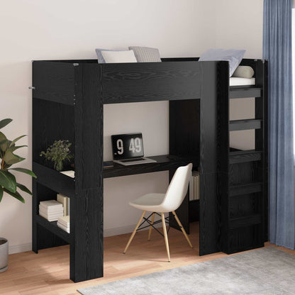 Loft Bed Frame with Desk Black Oak 80 x 200 cm Engineered Wood