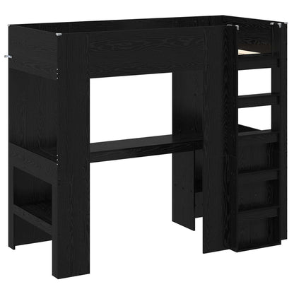 Loft Bed Frame with Desk Black Oak 80 x 200 cm Engineered Wood