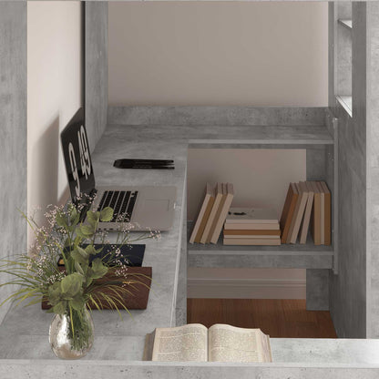 Loft Bed Frame with Desk with Storage Concrete Grey 80 x 200 cm