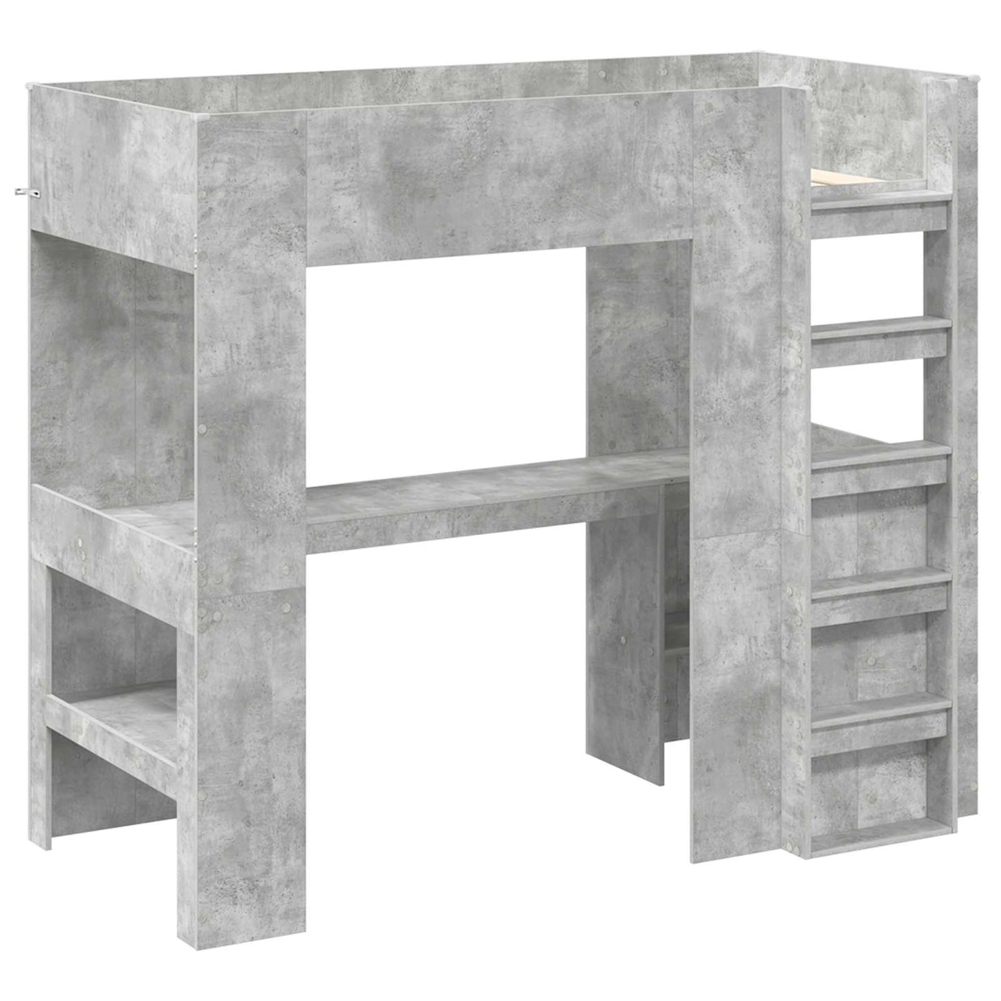Loft Bed Frame with Desk with Storage Concrete Grey 80 x 200 cm