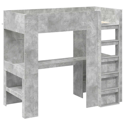 Loft Bed Frame with Desk with Storage Concrete Grey 80 x 200 cm