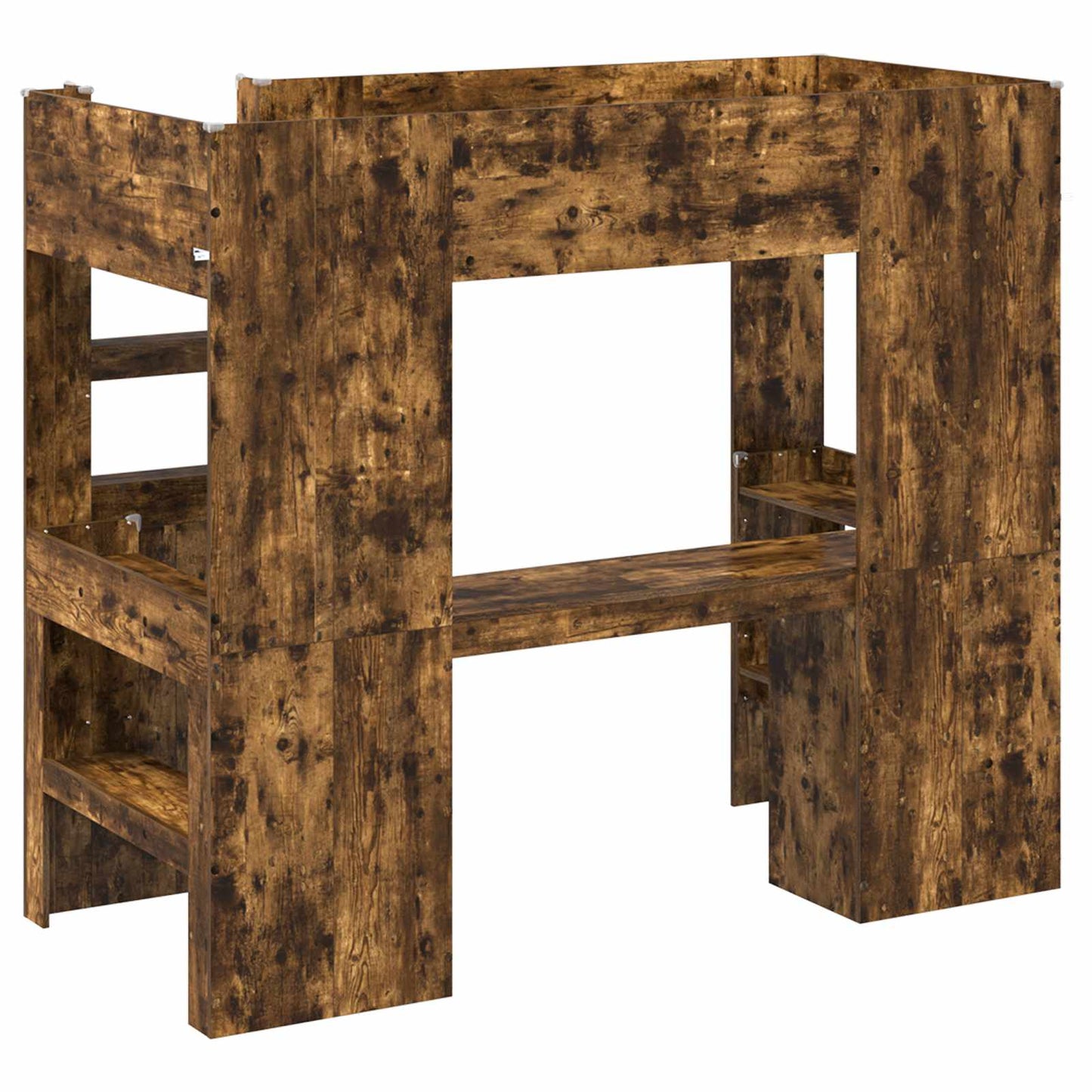 Loft Bed Frame with Desk Smoked Oak 80 x 200 cm Engineered Wood