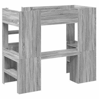 Loft Bed Frame with Desk with Storage Grey Sonoma 80 x 200 cm