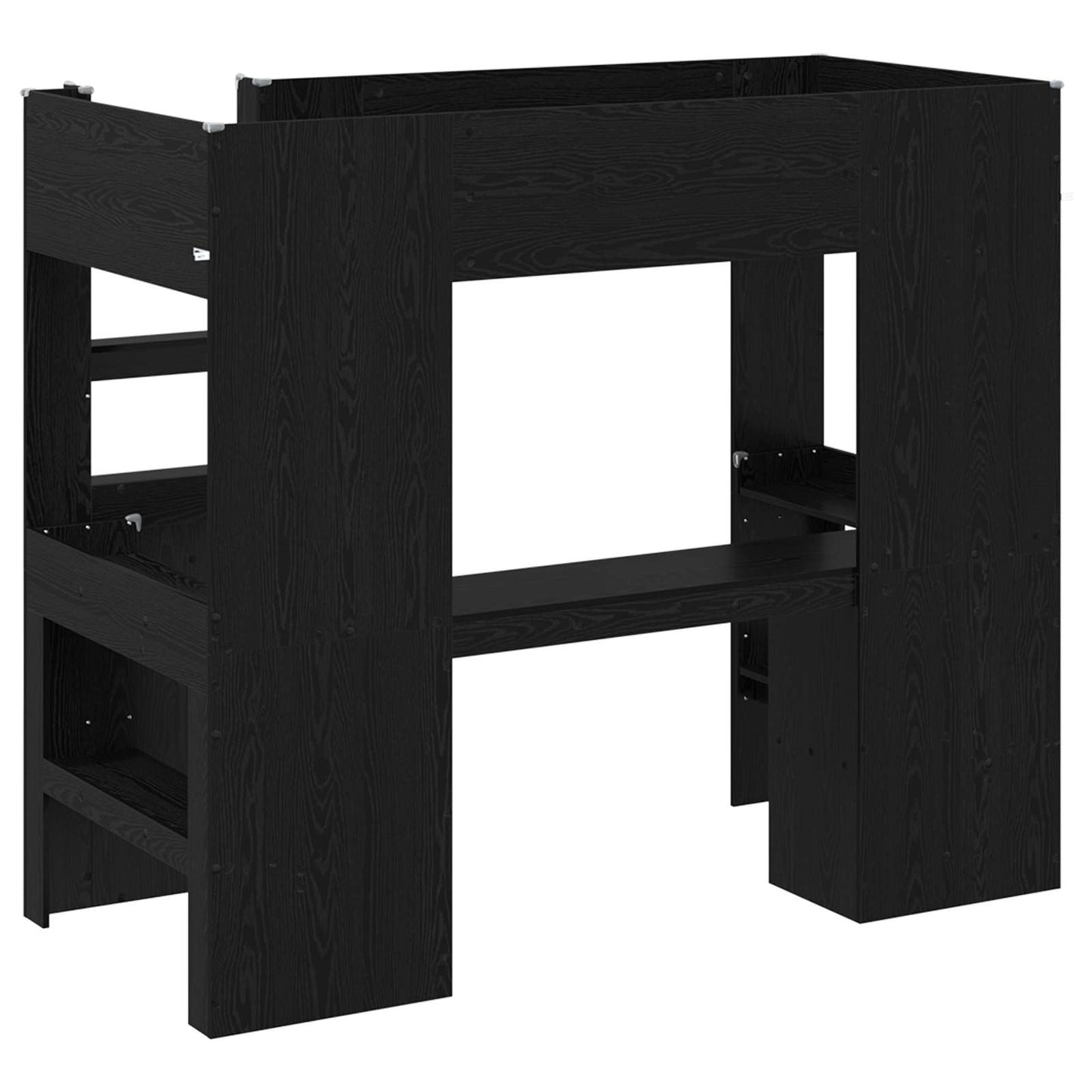 Loft Bed Frame with Desk Black Oak 90 x 200 cm Engineered Wood