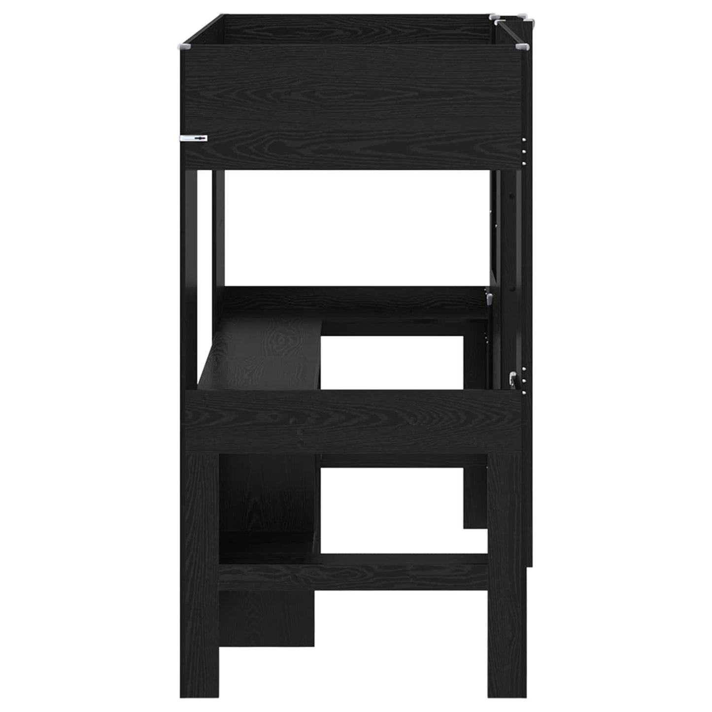 Loft Bed Frame with Desk Black Oak 90 x 200 cm Engineered Wood
