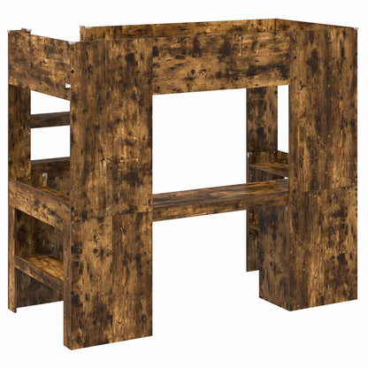 Loft Bed Frame with Desk Smoked Oak 90 x 200 cm Engineered Wood