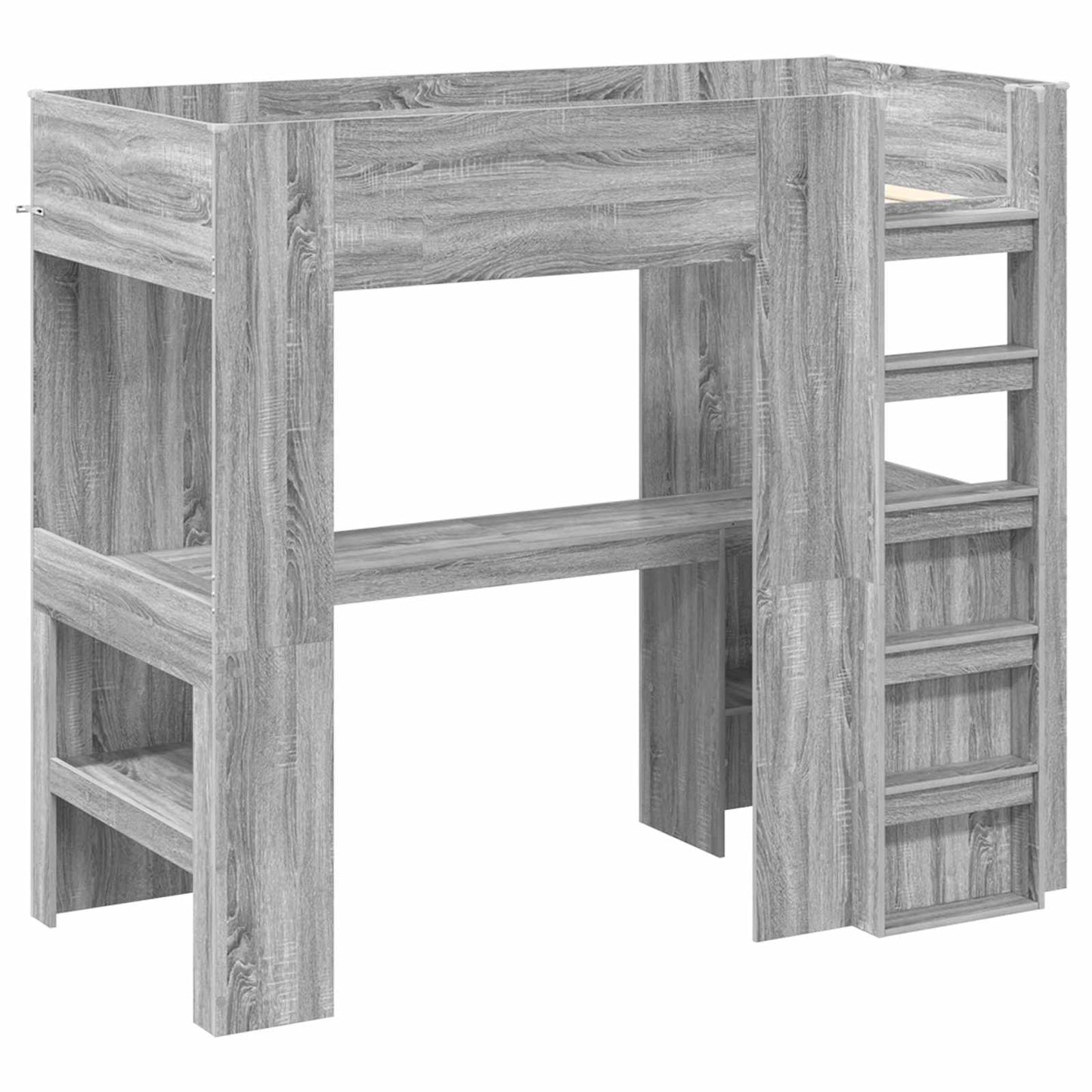 Loft Bed Frame with Desk with Storage Grey Sonoma 90 x 200 cm