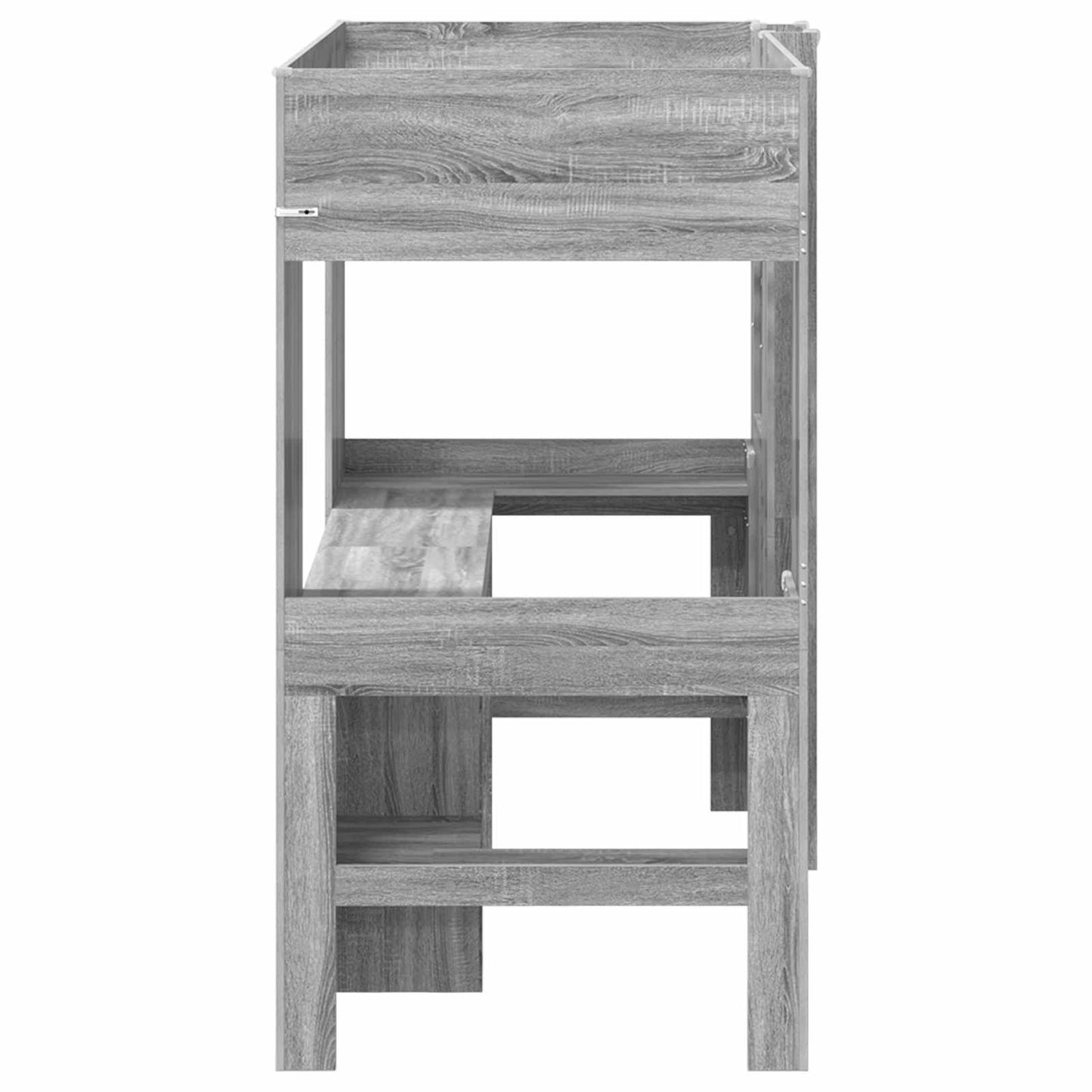 Loft Bed Frame with Desk with Storage Grey Sonoma 90 x 200 cm