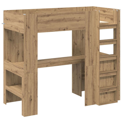 Loft Bed Frame with Desk with Shelf Artisan Oak 90 x 200 cm
